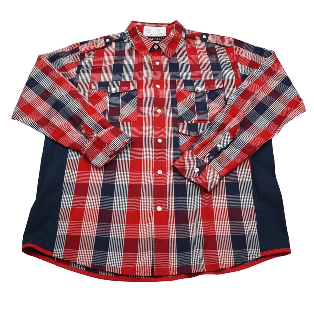 Rocksmith Shirt Men 3XL Red Black Plaid Long Sleeve Button Up Collared Color Blk